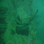 Collapsed wreckage on the deck