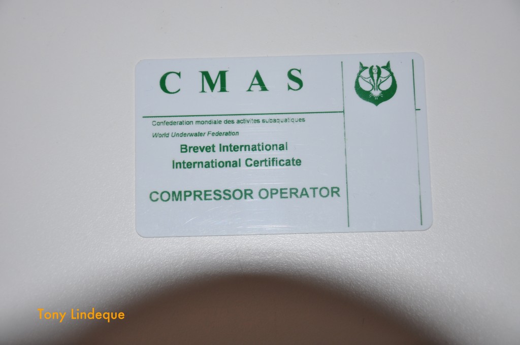 CMAS Compressor Operator certification card