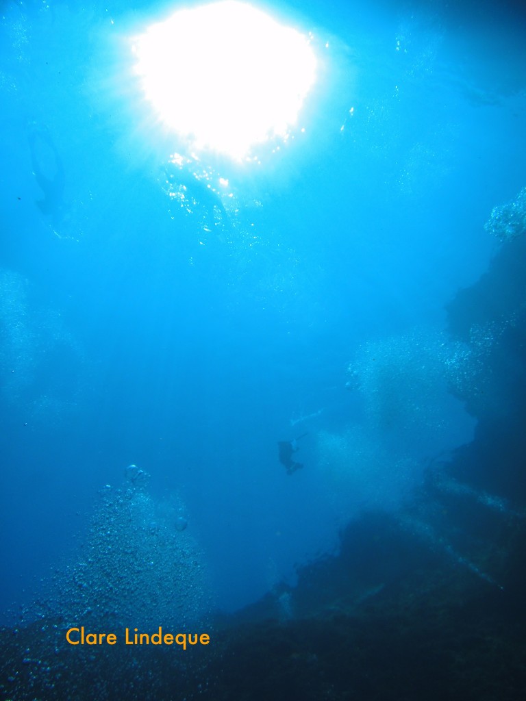 The surface of the Blue Hole, from the bottom