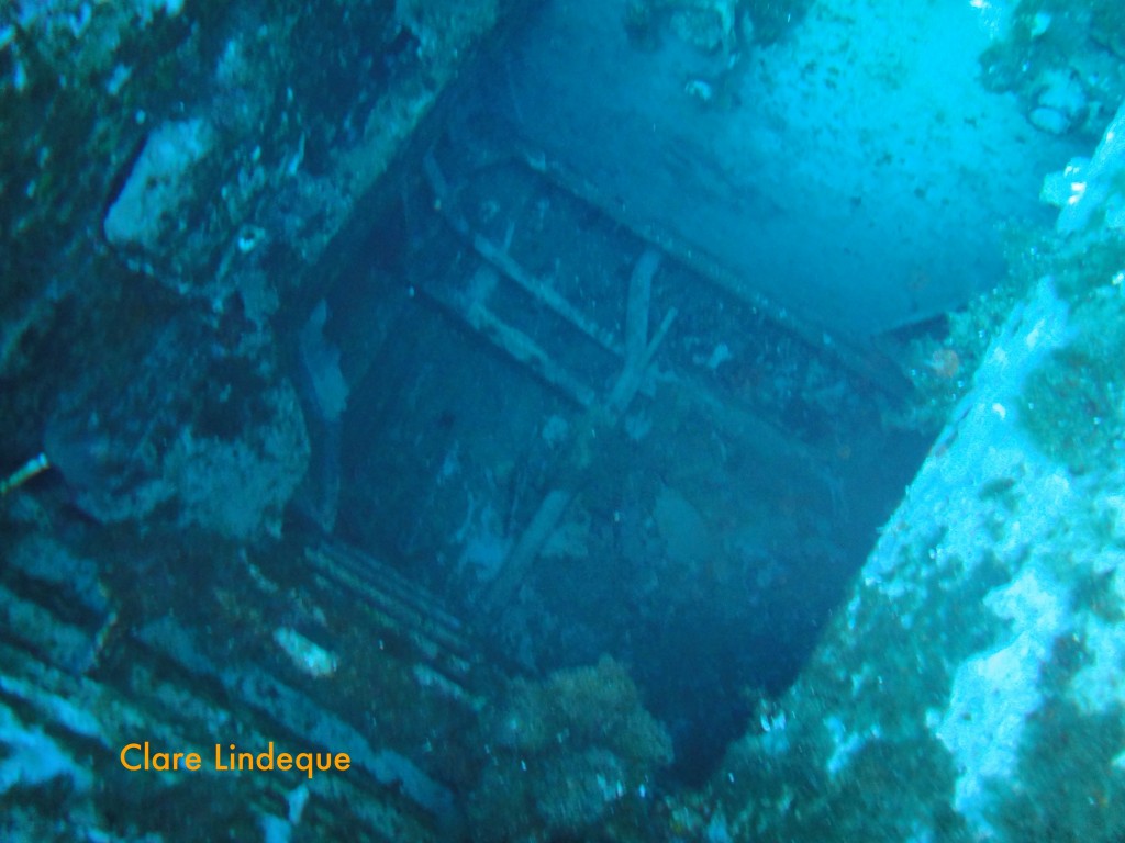 The view down into the ship