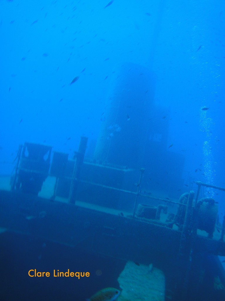 The wreck is very intact with railings, winch drums and walkways still present