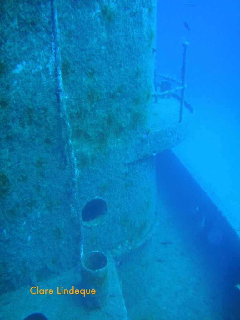 Start of a walkway down the port side of the Rozi