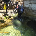 Exiting the water at Susie's Pool