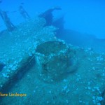 The jagged edge of the deck where the wreck split in two