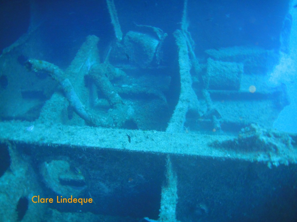 Wreckage inside the part of the hold