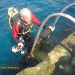 Tony climbs out of the water after the dive