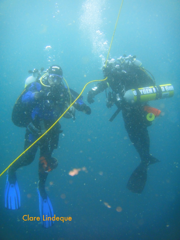 These two heavily-laden divers were busy with an advanced Nitrox course