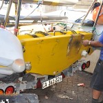 Cleaning the back of the boat